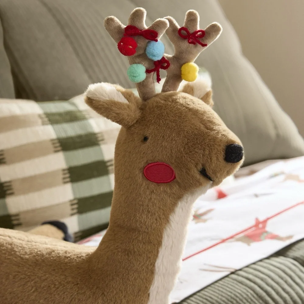 West Elm Light-Up Reindeer Pillow BNWT